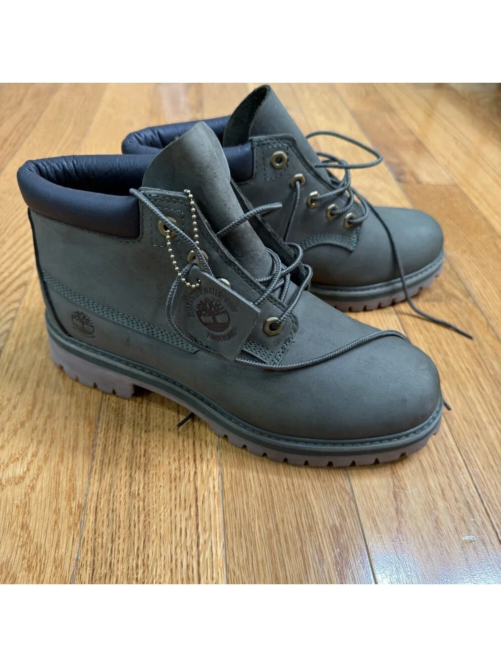 Size 8 US Men’s Timberland ReBOTL Waterproof 6” Boots Gray Nubuck  Green